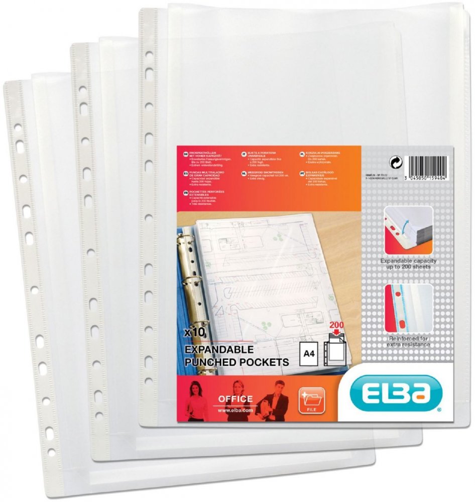 Koszulki na katalogi Elba, groszkowe, A4, 10 sztuk, transparentny