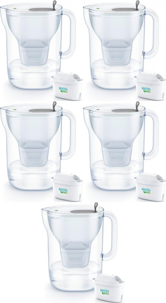 5x Dzbanek filtrujący Brita Style XL, 3.6l, szary + 1 wkład Maxtra Pro Pure Performance