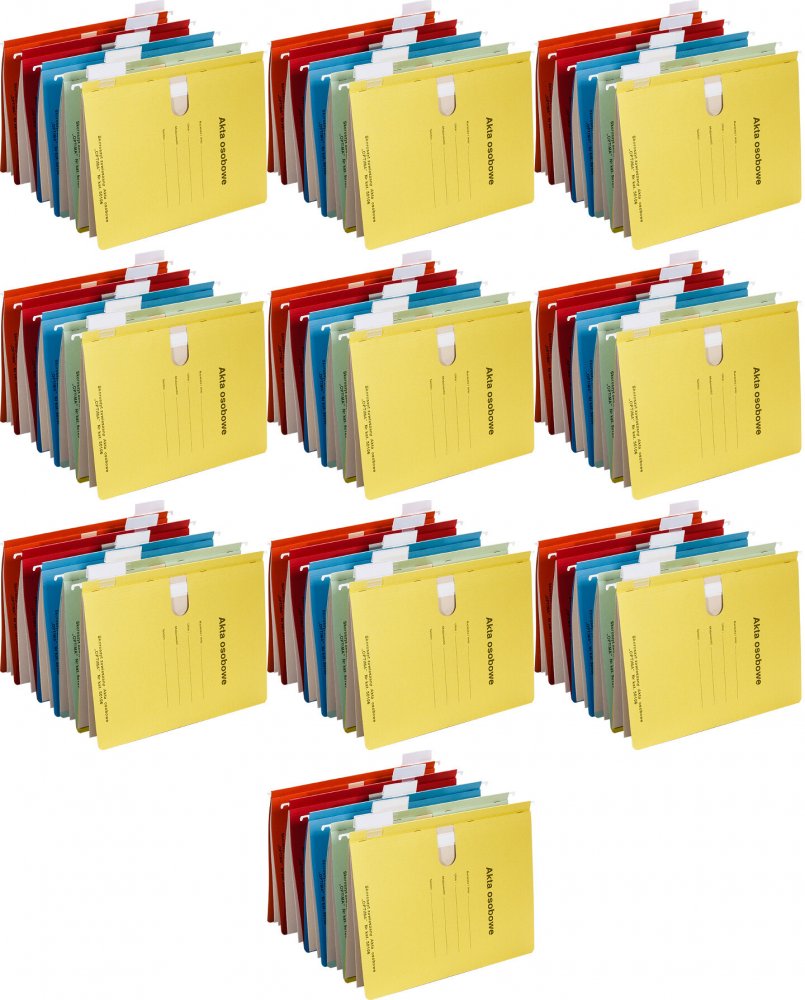 10x Skoroszyt kartonowy zawieszany Spiral, A4, do akt osobowych, 230g/m2, niebieski