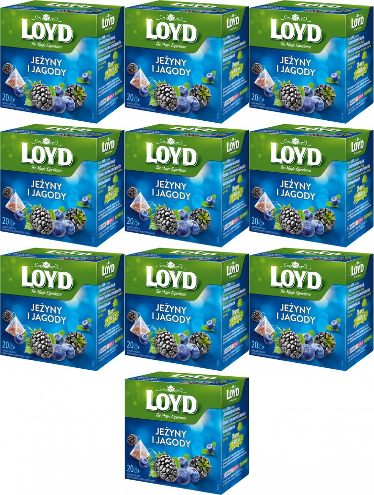 10x Herbata owocowa w piramidkach Loyd Jeżyny i Jagody, 20 sztuk x 2g