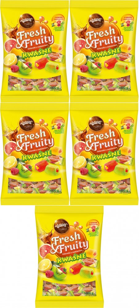 5x Galaretki Wawel Fresh&Fruity, kwaśne, 1kg