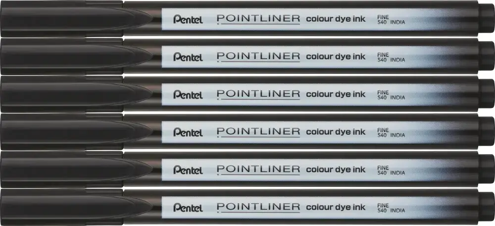 6x Cienkopis Pentel Pointliner Colour, czarny