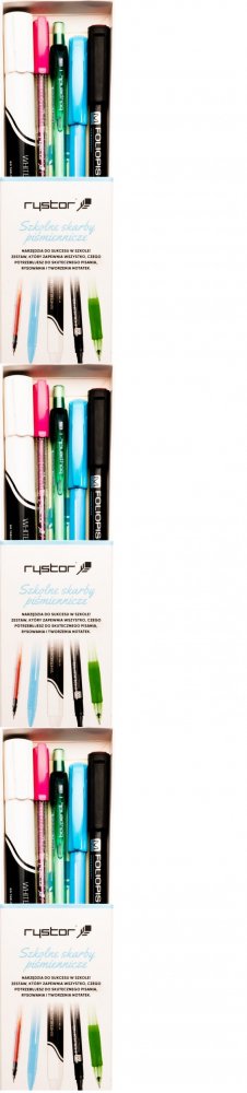 3x Zestaw szkolny Rystor, długopis Max + pióro żelowe GZ + marker suchościeralny RMS-1 + foliopis M + ołówek automatyczny Boy Pencil