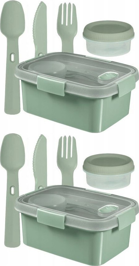 2x Pojemnik na żywność Curver Lunch Kit Smart To Go Eco Line, 1.2l, zielony