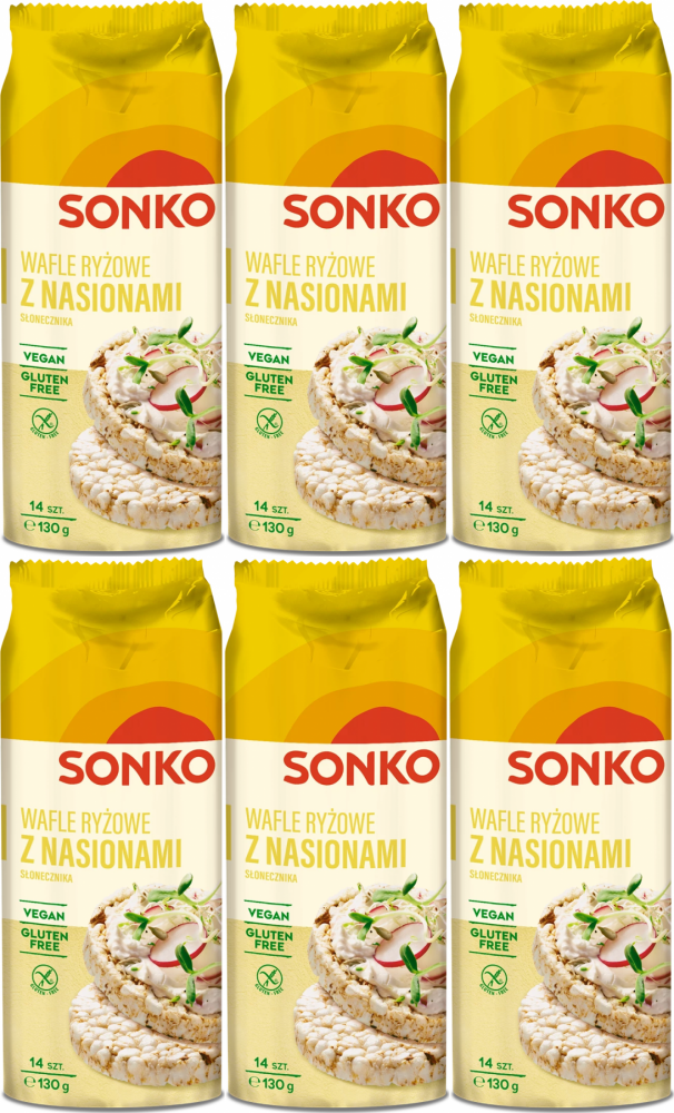 6x Wafle ryżowe Sonko, z nasionami słonecznika, 130g