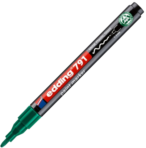 Marker olejowy edding e-791 PCR, okrągła, 1-2 mm, zielony