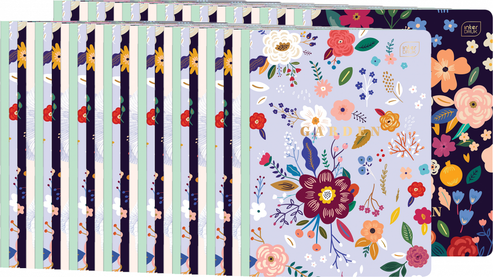 100x Zeszyt w kratkę Interdruk HS Garden, A5, 60 kartek, mix wzorów