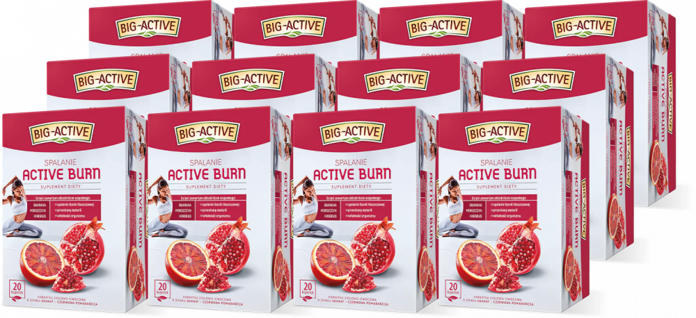 12x Herbata funkcjonalna w torebkach Big-Active Burn Spalanie, 20 sztuk x 2g