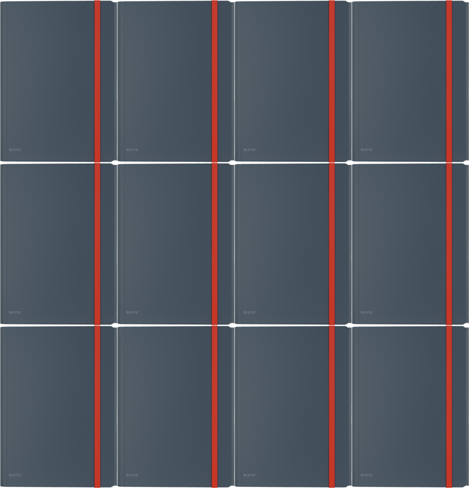 12x Teczka plastikowa z gumką i kieszonką Leitz Cosy, A4, 8mm, szary