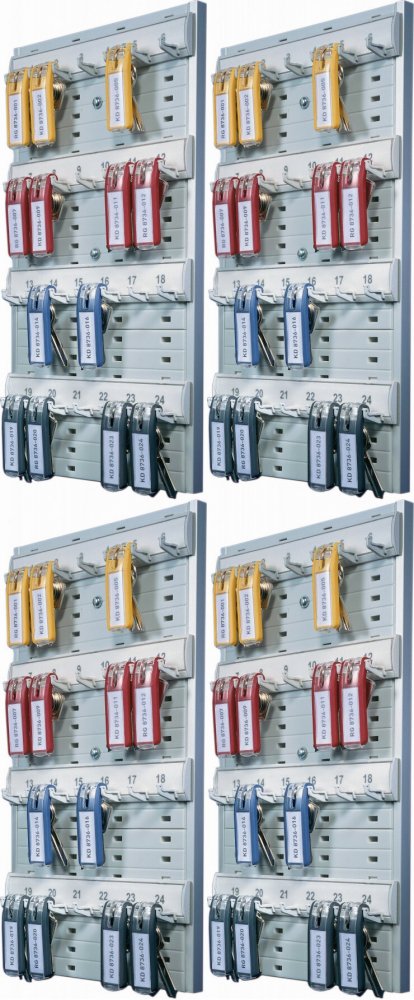4x Tablica na klucze Durable Key Board, na 24 klucze, z zawieszkami, szary