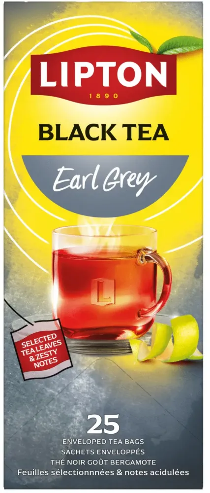 Herbata Earl Grey w kopertach Lipton Classic, 25 sztuk x 2g