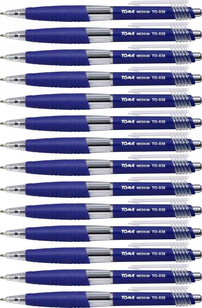 24x Długopis automatyczny Toma TO-038, Medium, 1mm, niebieski