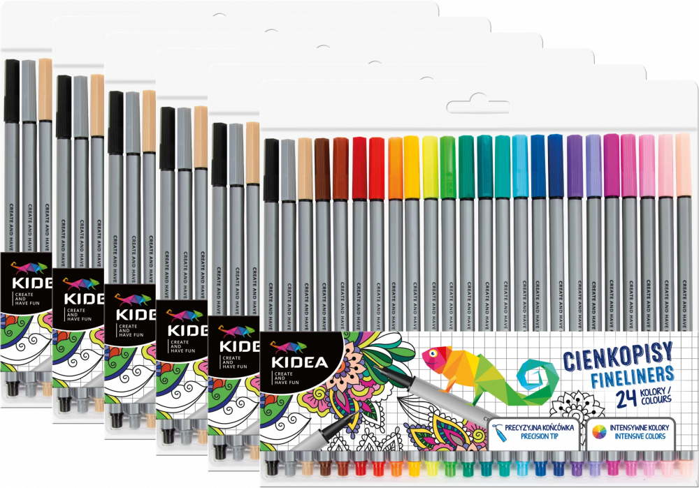 6x Cienkopisy Kidea, 24 sztuki, mix kolorów
