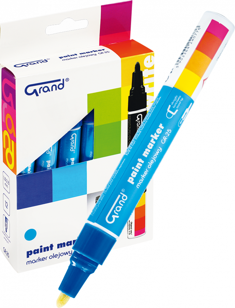 12x Marker olejowy Grand, GR-25, okrągła, 1.8mm, niebieski