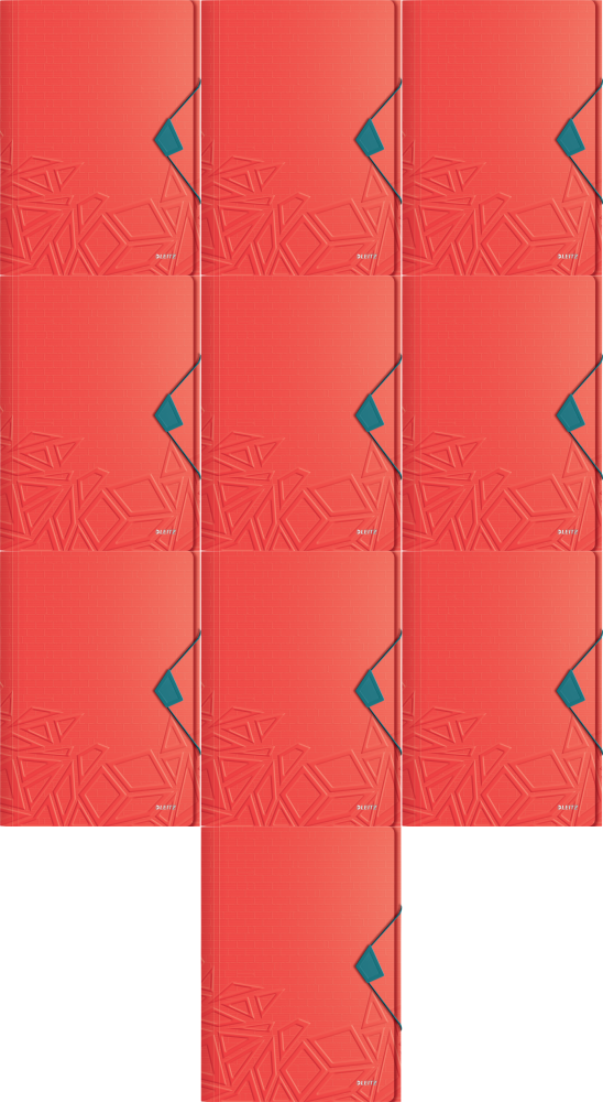 10x Teczka plastikowa z gumką Leitz Urban Chic, A4, 15 mm, czerwony