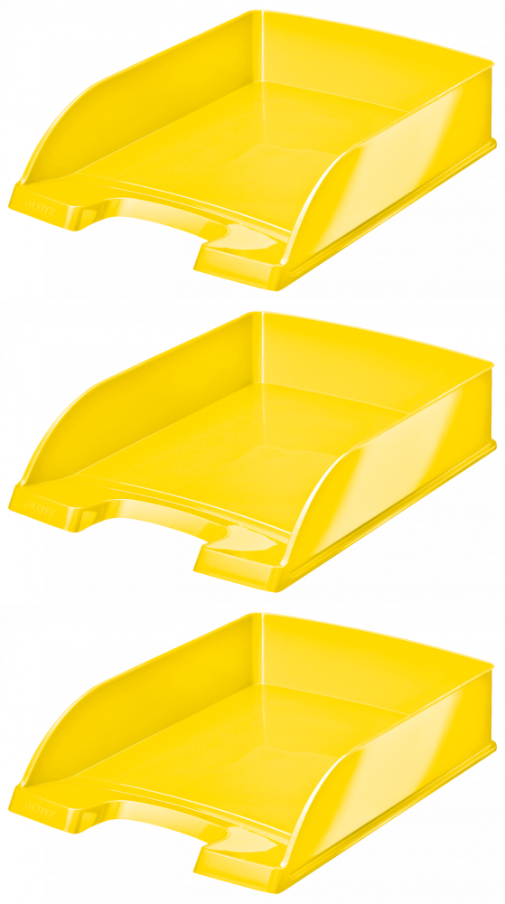 3x Półka na dokumenty Leitz Plus Wow, A4, plastikowa, żółty