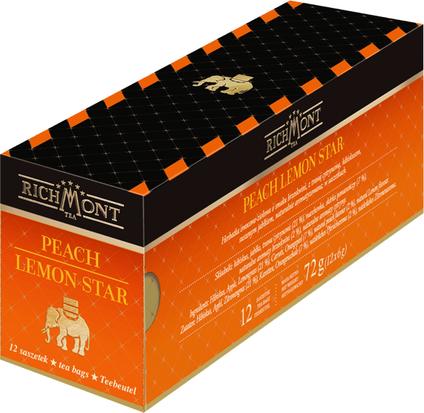 Herbata owocowa w torebkach Richmont Peach Lemon, brzoskwinia, 12 sztuk x 6g