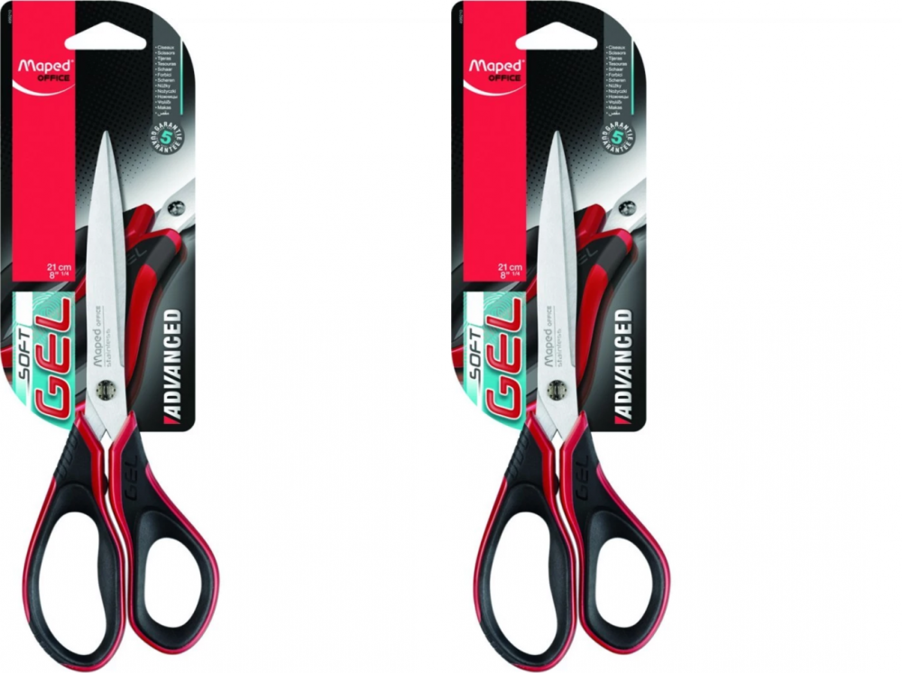 2x Nożyczki Maped Advanced Gel, 21cm, czerwono- czarny