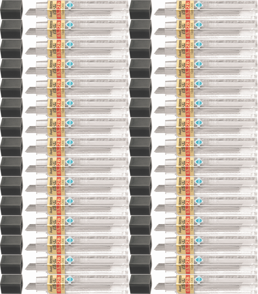 48x Grafity ołówkowe Pentel, 0.5 mm, 2B