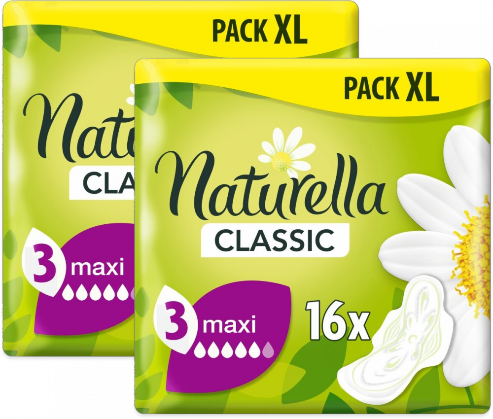 2x Podpaski Naturella Camomile Classic Maxi, ze skrzydełkami, 16 sztuk