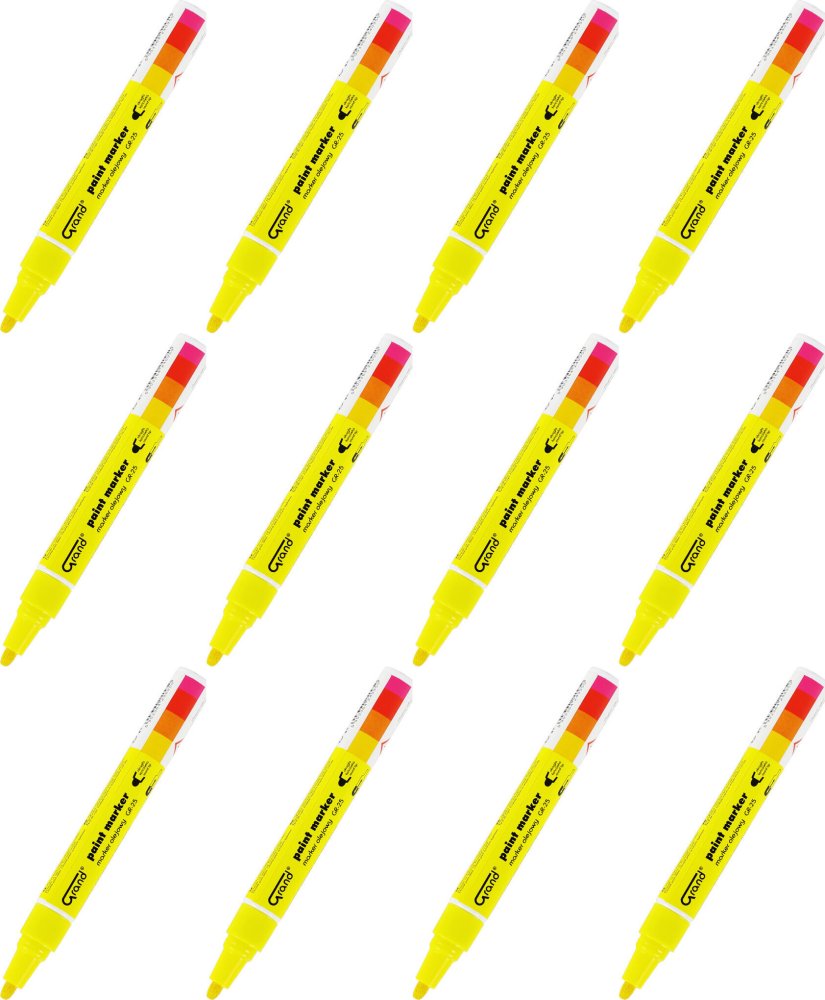 12x Marker olejowy Grand, GR-25, okrągła, 1.8mm, żółty