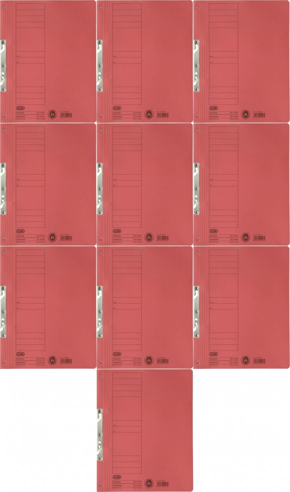 10x Skoroszyt hakowy Elba, 1/1, A4, czerwony