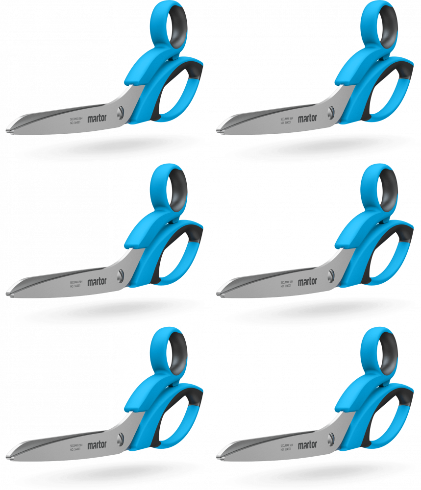 6x Nożyczki bezpieczne Martor Secumax 564, 21.8cm, niebieski