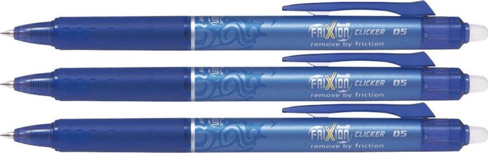 3x Pióro kulkowe wymazywalne Pilot Frixion Clicker, 0.5mm, niebieski