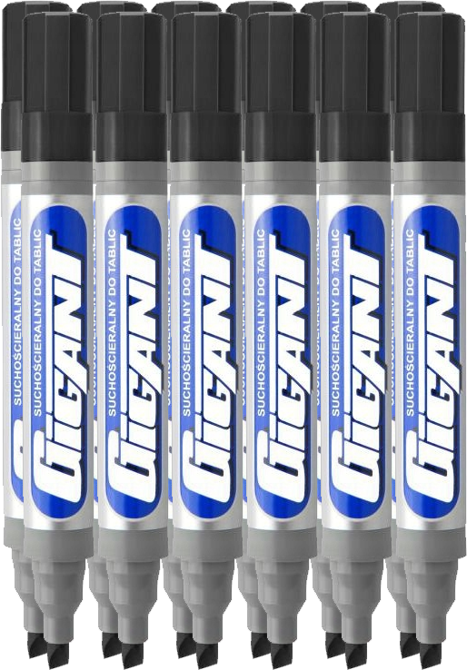 12x Marker suchościeralny Kamet Gigant, ścięta, czarny