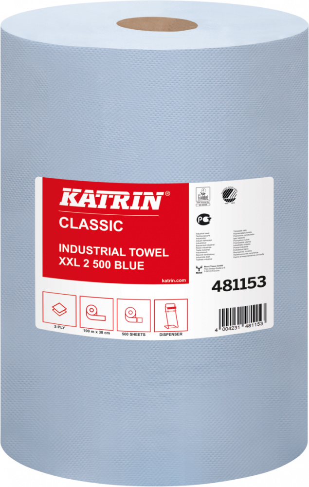 Czyściwo papierowe Katrin Classic XXL 2 Blue 481153, 2-warstwowe, 38cmx180m, 1 rolka, niebieski