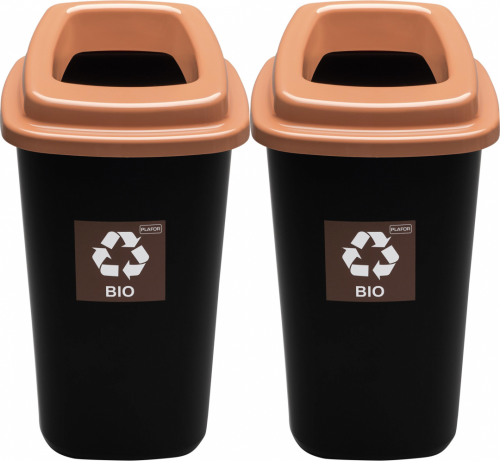 2x Kosz do segregacji odpadów bio Plafor Sort Bin, 90l, czarno-brązowy