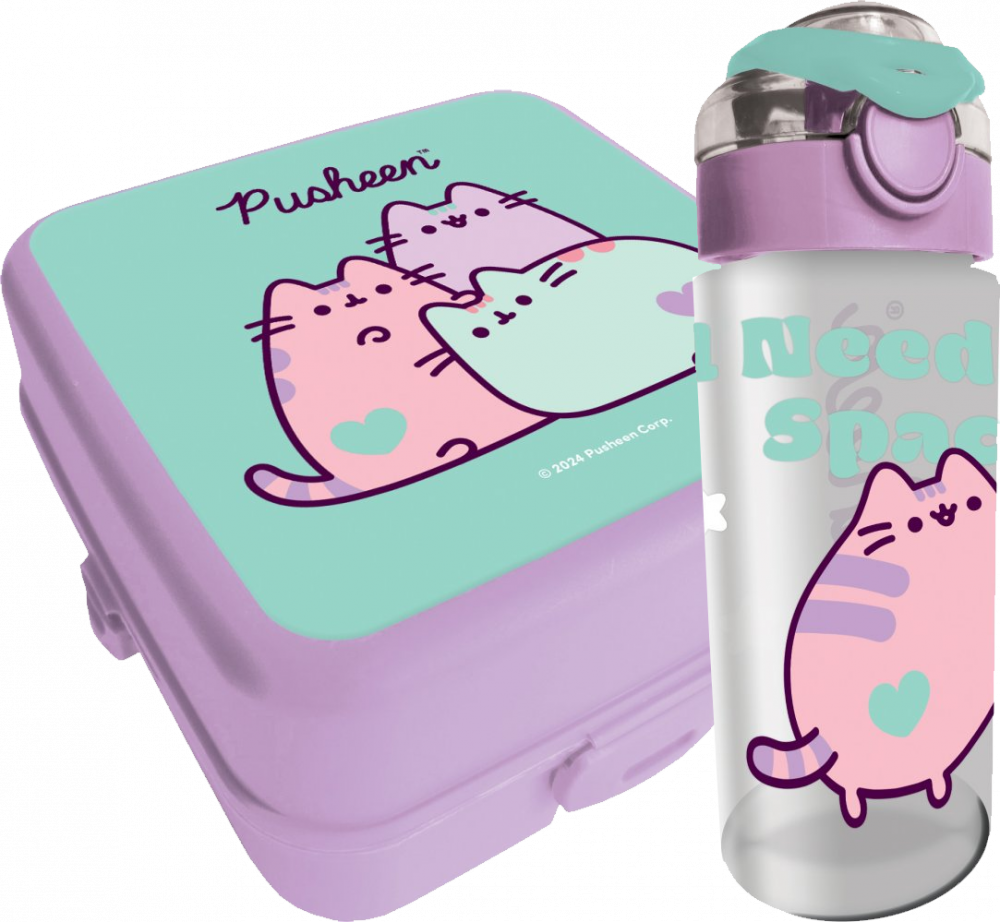 Zestaw: Lunchbox + bidon na wodę Pusheen Pastel