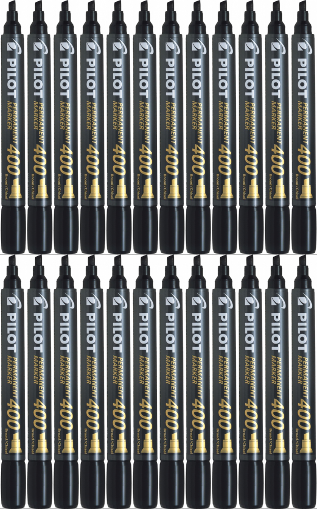 24x Marker permanentny Pilot, SCA 400, ścięta, 4.5mm, czarny