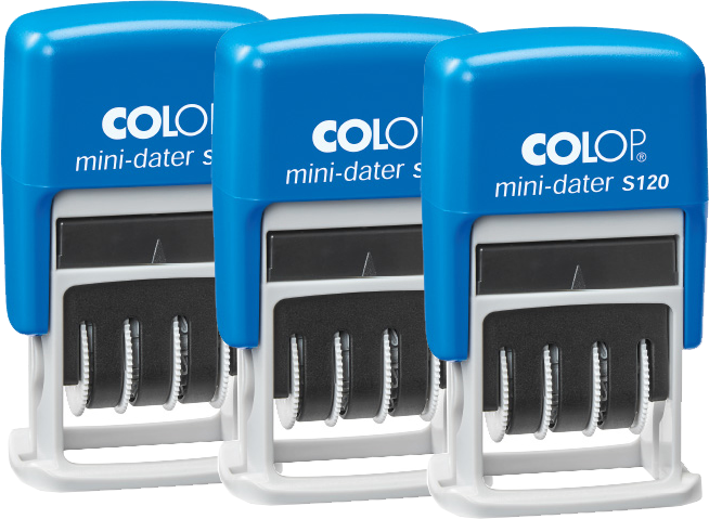 3x Datownik Colop, mini dater S120, wersja angielska, wkład czarny