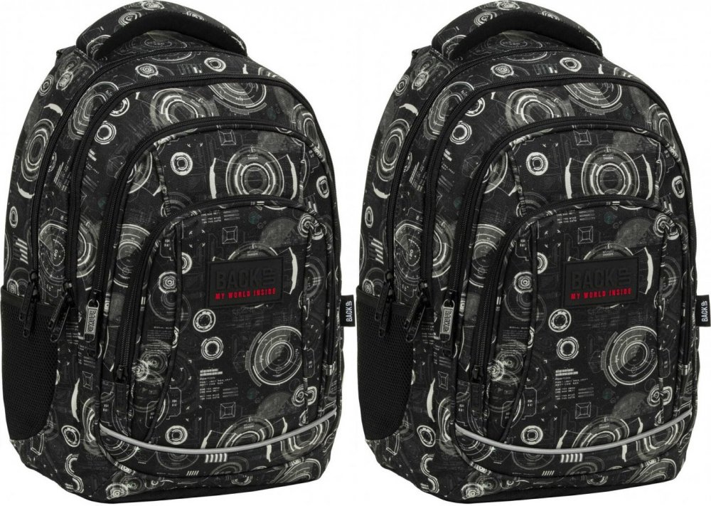 2x Plecak szkolny BackUP 5 model A 39, czterokomorowy, 26l, 42x30x20cm, czarny