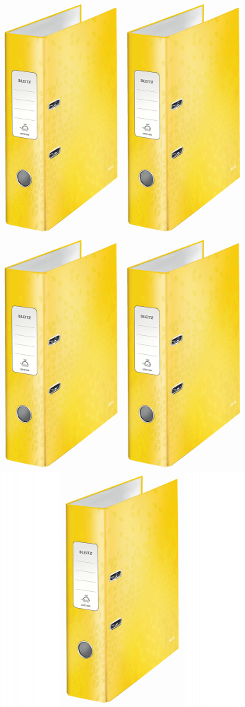 5x Segregator A4 Leitz Wow 180°, 80mm, do 600 kartek, żółty