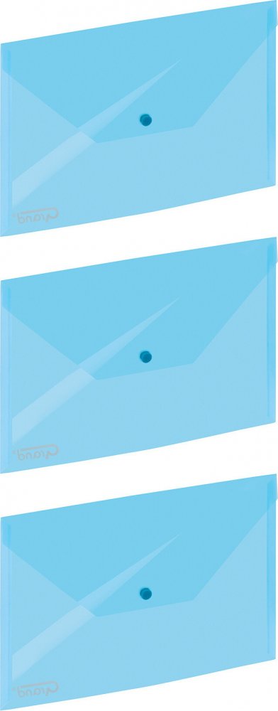 3x Teczka kopertowa Grand 9113, A4, na zatrzask, transparentny niebieski