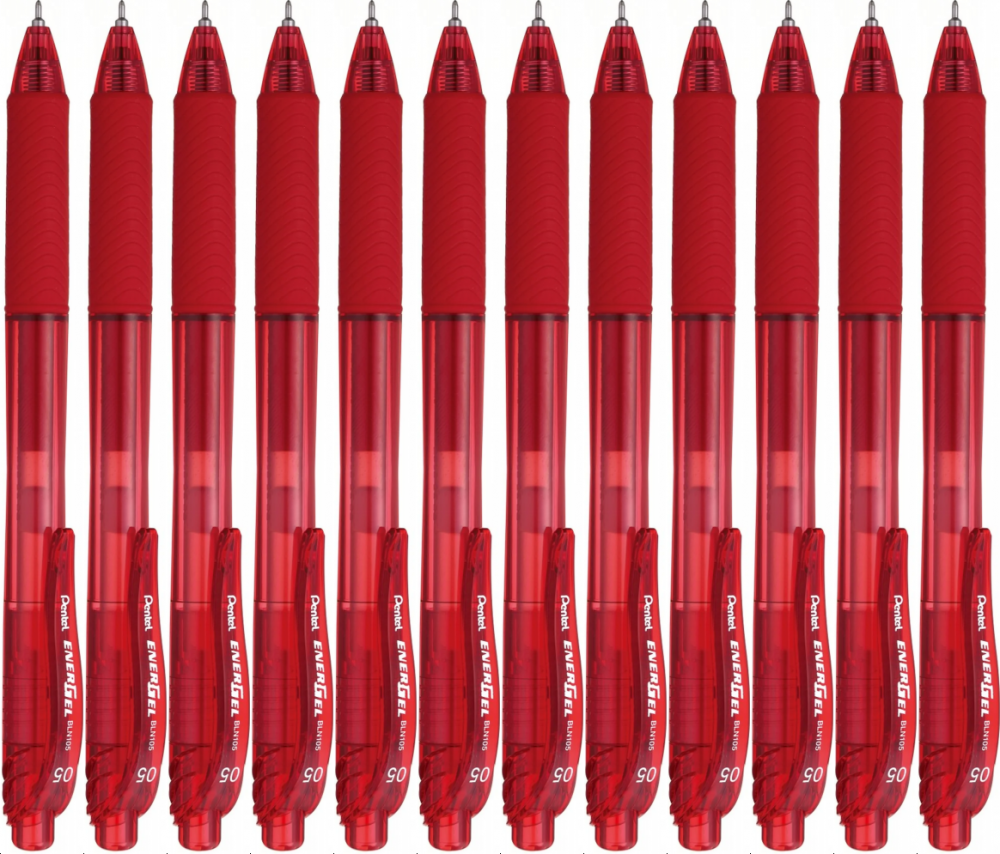 12x Pióro kulkowe automatyczne Pentel Energel BLN105, 0.5mm, czerwony