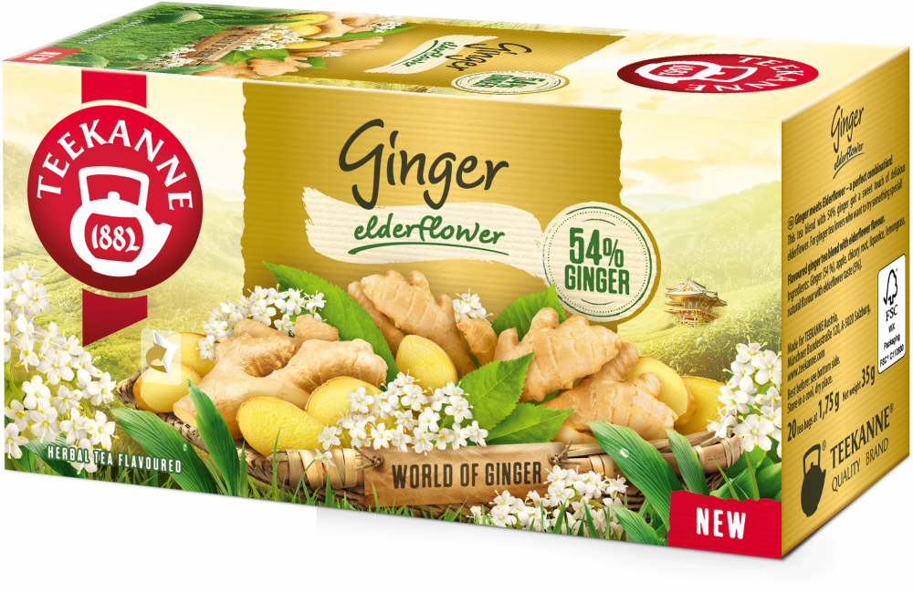 Herbata owocowa w kopertach Teekanne Ginger Elderflower, imbir i kwiat bzu, 20 sztuk x 1.75g