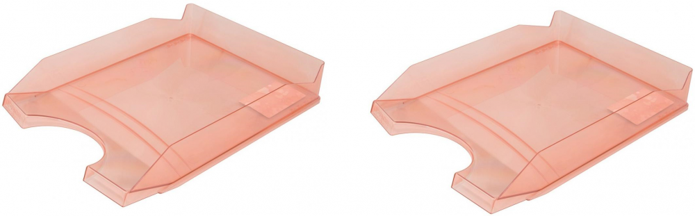 2x Półka na dokumenty na biurko Office Products, A4, plastikowa, transparentny czerwony