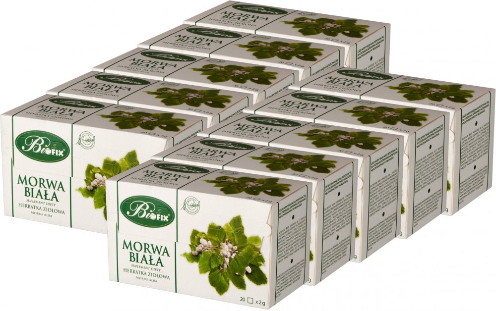 10x Herbata ziołowa w torebkach BiFix, morwa biała, 20 sztuk x 2g