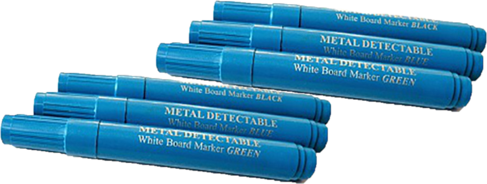 6x Marker ścieralny wykrywalny Prohaccp, okrągła, obudowa kolor niebieski, tusz czerwony