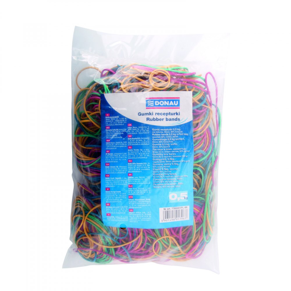 Gumki recepturki Donau, 60mm, 0.5kg, mix kolorów