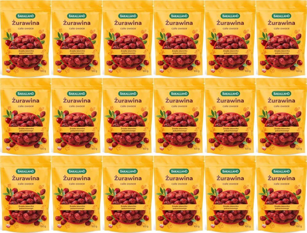 18x Żurawina całe owoce Bakalland, 100g