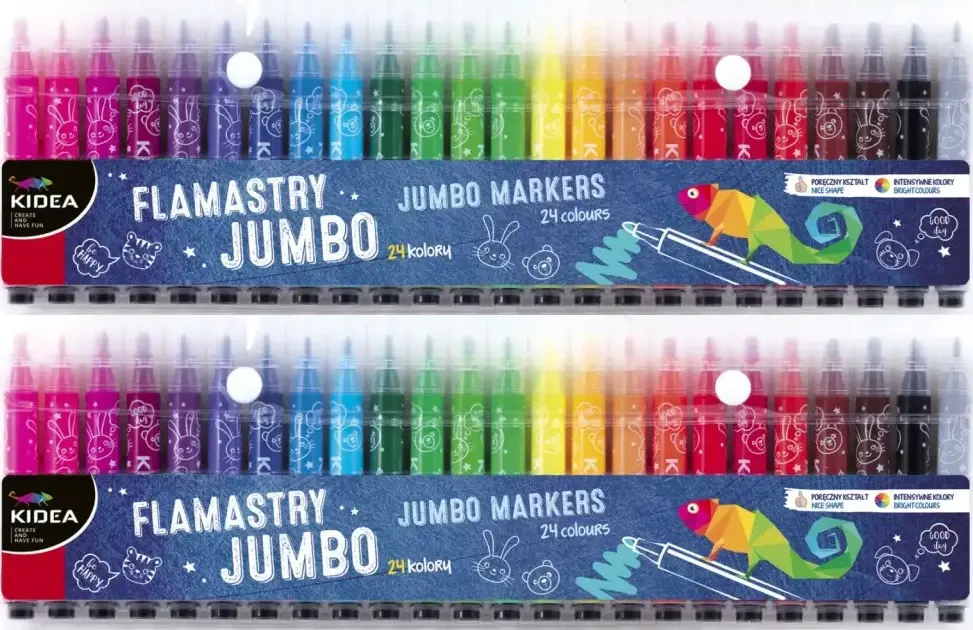 2x Flamastry Kidea Jumbo, 24 sztuki, mix kolorów
