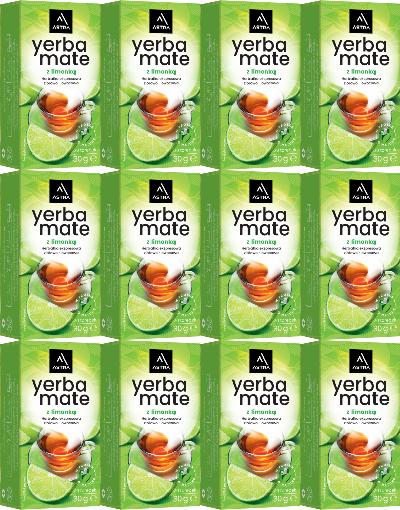 12x Herbata Yerba Mate w torebkach Astra, ziołowo-owocowa, limonka, 20 sztuk x 1.5g