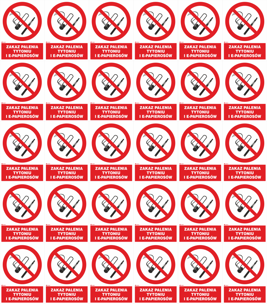 50x Tabliczka informacyjna Anro, "Zakaz palenia tytoniu i e-papierosów" , PCV, 200x300mm