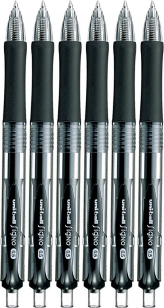 6x Długopis żelowy automatyczny Uni, UMN-152 Signo, 0.5 mm czarny