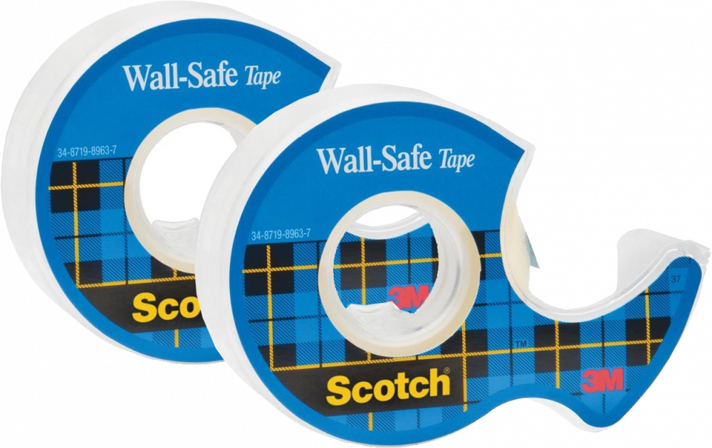 2x Taśma klejąca Scotch Wall-Safe, bezpieczna dla ścian, 19mmx16.5m, transparentny