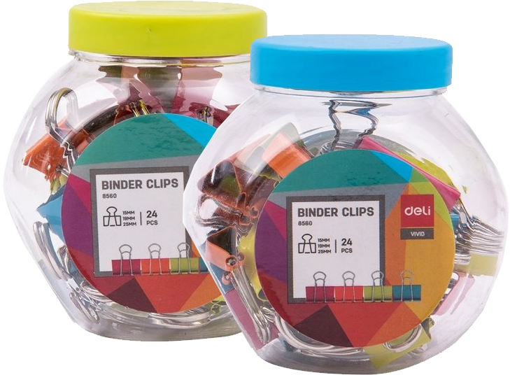 2x Klip biurowy Deli, 15mm/19mm/25mm, 24 sztuki, mix kolorów